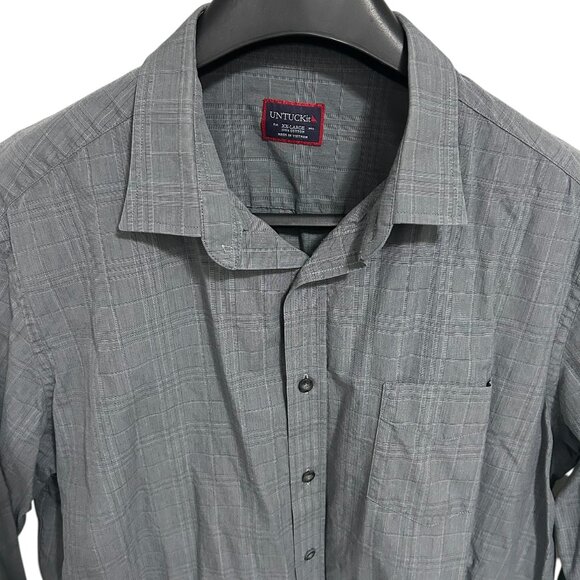 UNTUCKit Men’s Long Sleeve Shirt Size XXL Checkered Gray - Picture 4 of 6